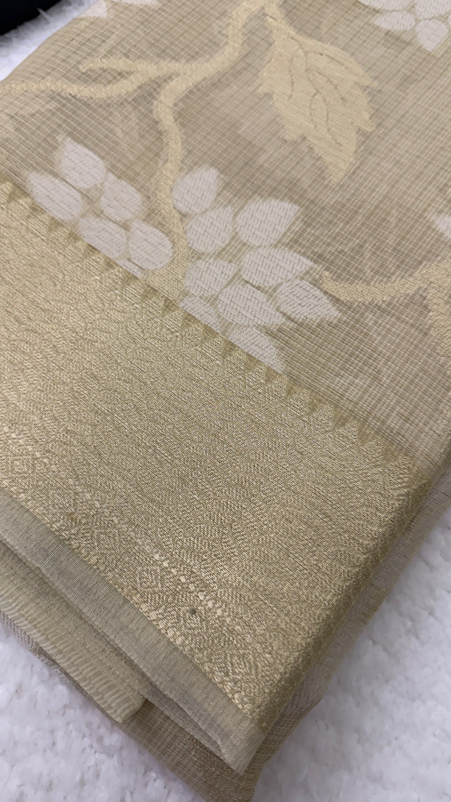 Premium Light Yellow Tissue Saree With Readymade Blouse